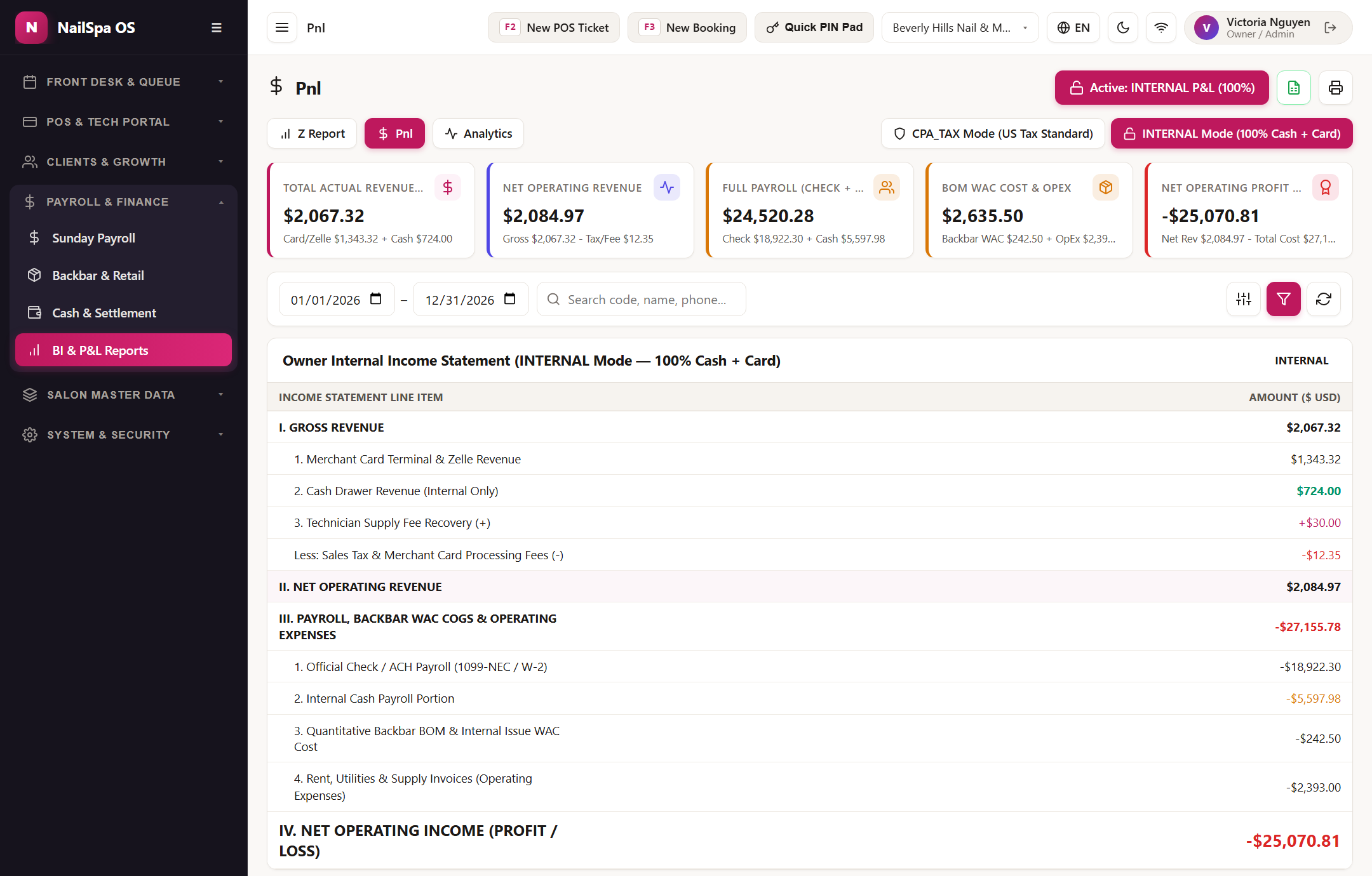 Dual-Mode Income Statement P&L